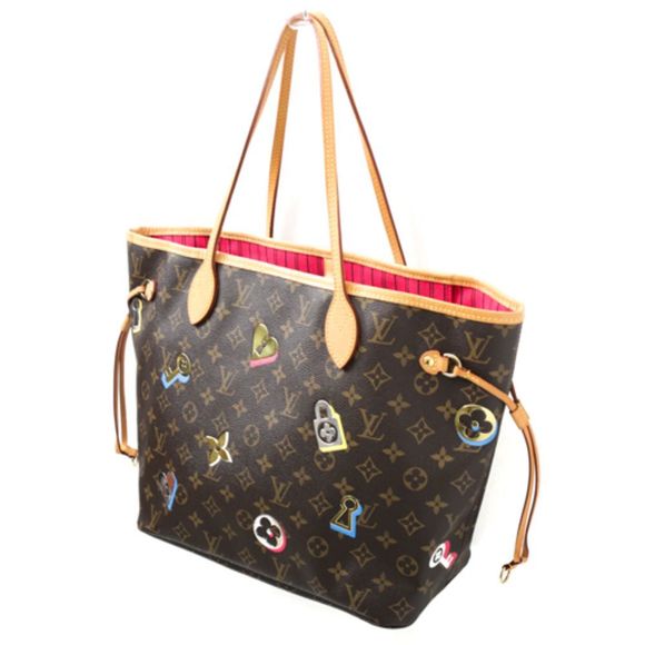 Louis Vuitton Tote Bag Neverfull Lovelock Monogram Leather Brown MM Shoulder Bag - Picture 4 of 6